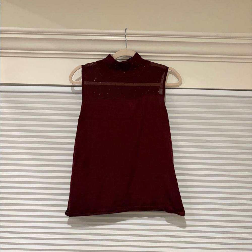 Burgundy blouse with beaded detailing